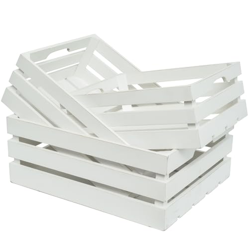 EMAX HOME Conjunto de 3 caixas de madeira – Caixas grandes de madeira rústica para decoração, exibiç