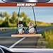 DUSCOKE Cute Swing Penguin Car Hanging Ornament, Flying Car Rear View Mirror Charm, Aesthetic Auto Pendant Accessories, Vehicle Interior Decoration Present for Women Men (Top hat/Headphones)