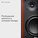 PreSonus Eris Accent Powered Bookshelf Speakers – 50W Wired Stereo Speakers for Record Player, Turntable, Desk & Home, Multiple Inputs, 4” Woofer, Studio Monitors, Tweeter, Remote, Sub Out, Wood Grain