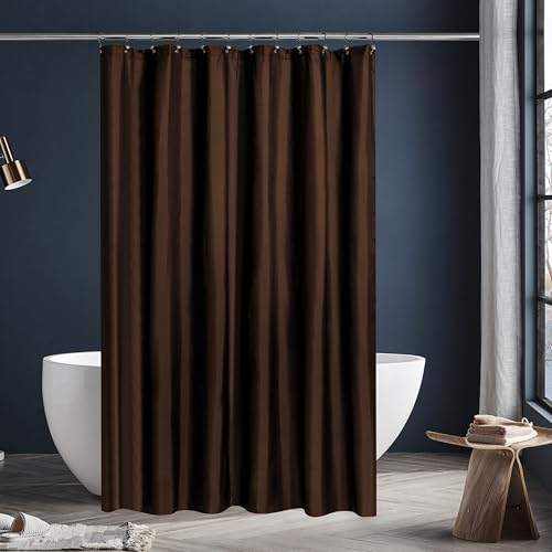 Image of N&Y HOME Fabric Shower Curtain or Liner with Magnets, Brown | Hotel Quality, Machine Washable, Water Repellent, Standard Size