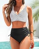Best Two-Piece Bathing Suits for Modest Women over 50: Your Complete Guide to Confident Swimwear 15 Aqua Eve Women High Waisted Bikini Black and Stripe Twist Front Swimsuits Lace up Bikini Tops Ruched Push up 2 Piece Bathing Suits M