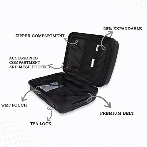 Image of it luggage Momentous Black Check-in Trolley Bag -24 inches Expandable Polypropylene Hardsided with TSA Lock & Wet Pouch Inside 8 Wheel Trolley Bag
