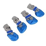 Naroote Scarpe per Cani da Compagnia Scarpe Antisporco Blu Comode e Carine per Uso Interno 4 Pezzi in Misto Cotone (L)