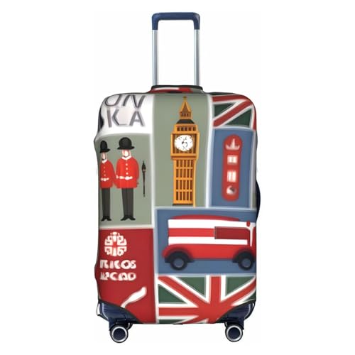 Housse de protection pour valise de taille L motif Angleterre blanc