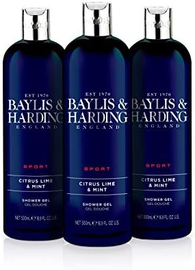 Baylis & Harding Citrus Lime & Mint Shower Gel for Men 500ml, Pack of 3 - Vegan Friendly
