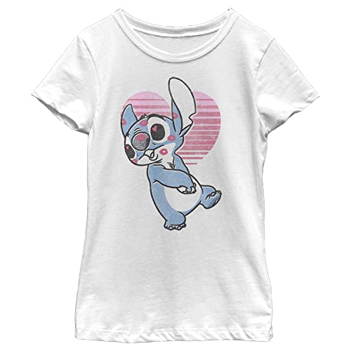 Disney Lilo & Stitch Kissy Faced Girl's Solid Crew Tee