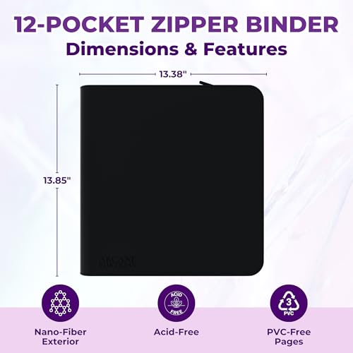 Arcane Fortress Premium MTG Binder: 12 Pocket Card Binder with Zipper - Holds 480 TCG Cards - Side-Loading Leather Trading Card Collection Binder & Album for Magic, TCG, and CCG Card Storage by Arcane Fortress - Used condition - Image 2