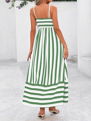 Image of PRETTYGARDEN Women Summer Maxi Dresses 2026 Spaghetti Strap Boho Floral Striped Wedding Guest Beach Vacation Flowy Long Dress