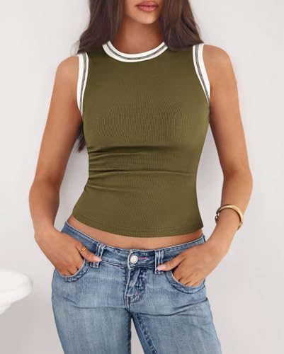 Image of BTFBM High Neck Tank Top for Women Sleeveless Ribbed Y2k Clothes Basic Shirts Going Out Outfits Spring Summer Tops 2026