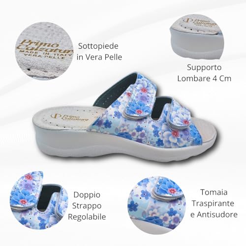 Primo Calzature Chaussons Sanitaires Femme, Mules Été Confortable en Cuir Double Bande, Revêtement Anti-transpiration – Idéal pour la Maison, le Travail et l'Hôpital – vue 4