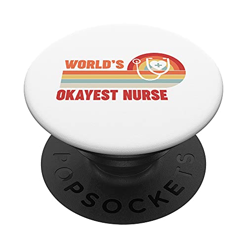 World's Okayest Nurse - Funny Retro Vintage Sunset Nurse PopSockets PopGrip Intercambiable