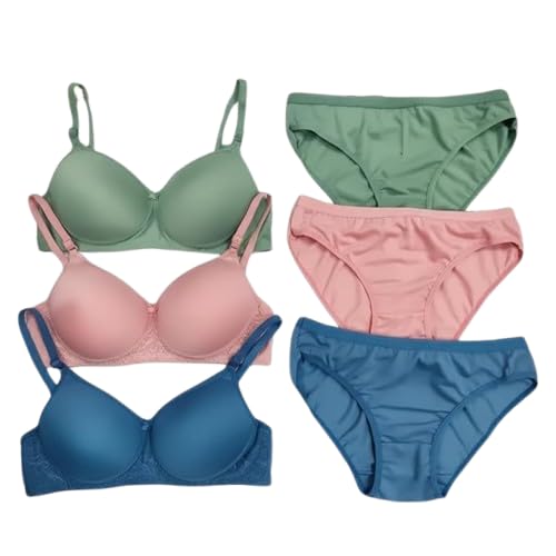 Women's Lingerie Set, Cotton Blend, Solid, Adjustable Straps, Hook and Eye Closure, Brief, Regular Fit, Pack of 3-picture-11