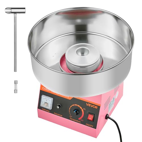 Miniatura 9 de Vevor Máquina De Algodón De Azúcar Eléctrica 1000 W Capacidad De 100 G De Azúcar 38 X 38 X 34 Cm Fácil De Instalar Y Desmontar Control Simple Con Azucarero Y Cuchara Para Hogar, Fiestas, Rosa