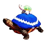 Sweater for Turtle - Handmade Winter Warm Knitted Turtle Sweater with Adjustable Strap Small Animal Sweater Tortoise Apparel for Christmas Halloween Party Cosplay Costume Photo (13 Inch,Blue)