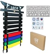 Martial Arts Belt Display Rack, Wooden Wall Mount, Karate and Taekwondo Belt Holder