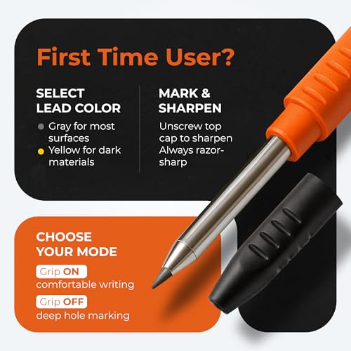 image for THORVALD 2 Carpenter Pencils Set for Construction - Incl. 38 Leads + S