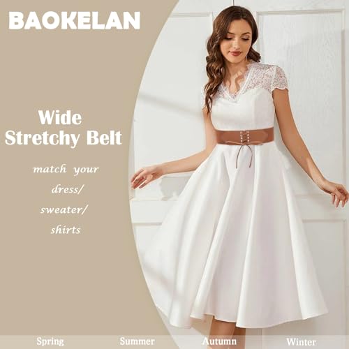 Wide Stretchy Belts for Women Vintage Elastic Waist Belt for Dresses2