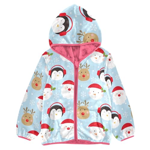 OTVEE Christmas Santa Penguin Reindeer Kids Hoodie Jacket Fall Spring Full Zip Warm Outwear Coat