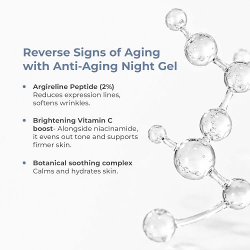 Image of in.skin Anti-Aging Night Gel with 2% Argireline Peptide, 2% Niacinamide & 2% Vitamin C | Overnight Repair Gel for Fine Lines, Glow & Even Skin Tone (30 g)