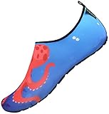 [page_title]-SAGUARO Sommer Kinder Badeschuhe Aquaschuhe Slip on Schwimmschuhe Leicht Wasserschuhe rutschfeste Strandschuhe für Jungen Mädchen, Strand Blau, 34/35 EU