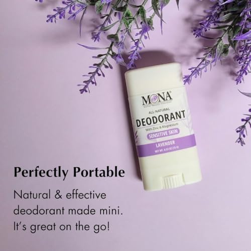 Image of MONA Brands Natural Mini Deodorant for Women & Men, Travel Size 4-Pack, Aluminum & Baking Soda Free, Gentle for Sensitive Skin, Vegan Deodorant Sticks, 0.53 oz Each