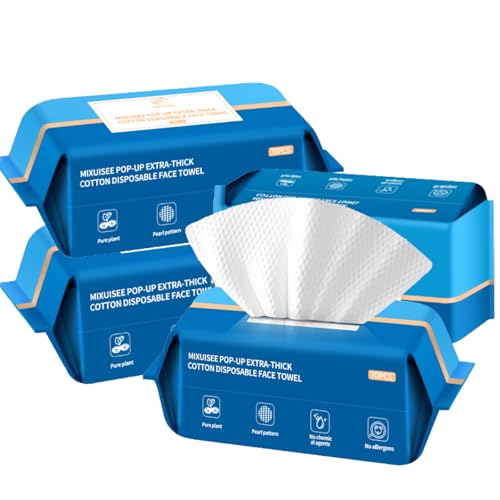 Image of MIXUISEE thick and soft face towels,Face towel disposable,100% cotton towel | Cotton fibers do not shed,Super thick 150%,Makeup removal and cleaning,Suitable for sensitive skin.(Extra thick 280 pieces)