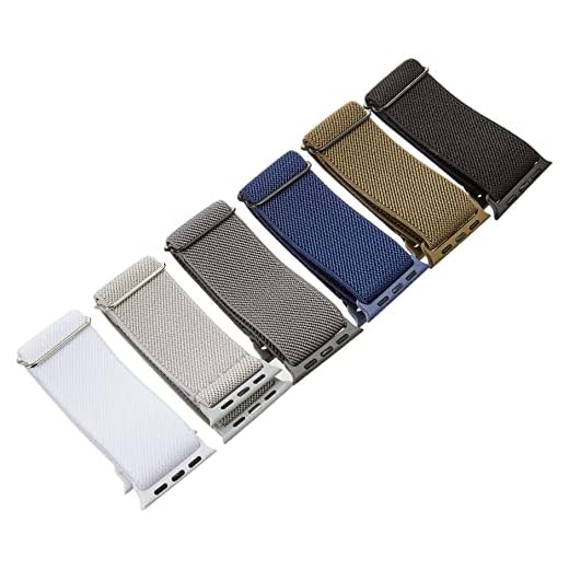 Lugege Stretchy Bands Compatible con Apple Watch Band 38mm 40mm 41mm, Ajustable trenzado de nylon elástico mujeres hombres correas para iWatch Series7/6/5/4/3/2/1/SE, 6 Packs, Multicolor