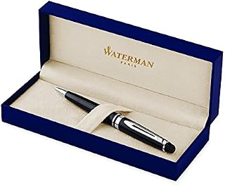 Waterman Expert Ballpoint Pen, Gloss Black with Chrome Trim, Medium Point with Blue
