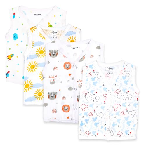 Image of Kidbea Unisex Baby Jhabla Muslin Cotton Clothes | Soft Breathable Sleeveless Infant Wear | Newborn Baby Cute Printed Summer Clothes