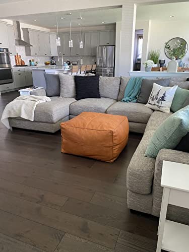 Ottomanmarrakech Unstuffed Square Leather Pouf | Genuine Goat Skin Handmade Ottoman Pouf | Moroccan Decor Footrest & Living Room Decor | 40X40X18 Inches #TOP5