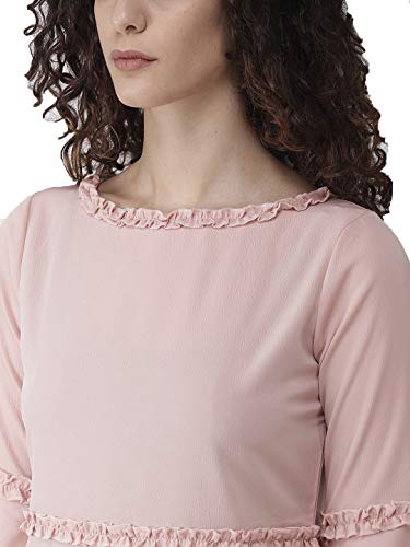 Image of Style Quotient Grey Polyester Solid Flared Sleeves Casual Tops