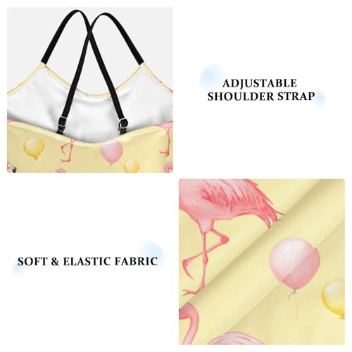 senya Girls Swimsuits One-Piece Swimwear Tie Bathing Suit Beach Summer Round Neck 5-6T Balloon Flamingo Pattern3