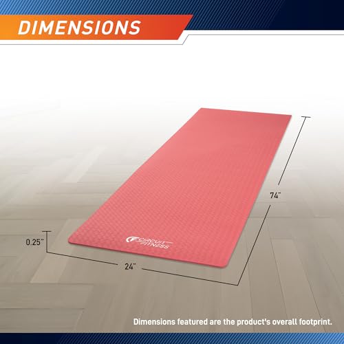 Circuit Fitness by Marcy 1/4-inch (6mm) Non Slip Multi-Purpose Exercise Yoga Mat with Carrying Strap - Coral Pink - Image 3