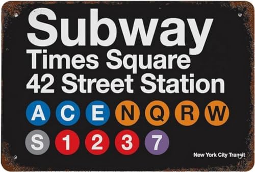 Metal Tin Sign, Vintage New York City Transit Subway, Wall Decor Downtown Brooklyn Grand Central...