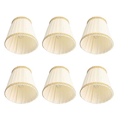 Small Lamp Shade Set of 6 Chandelier Shades,Farmhouse Small Lamp Shade Chandelier Clip on Modern Lampshade Fabric Lampshades for Candle Bulbs Lighting Accessories