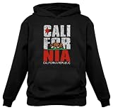 Tstars California Bear Hoodie for Women - Retro Republic Pullover Gift for State Pride and West Coast Lovers Medium Black