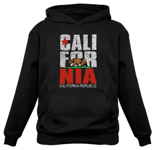 Tstars California Bear Hoodie for Women - Retro Republic Pullover Gift for State Pride and West Coast Lovers Small Black