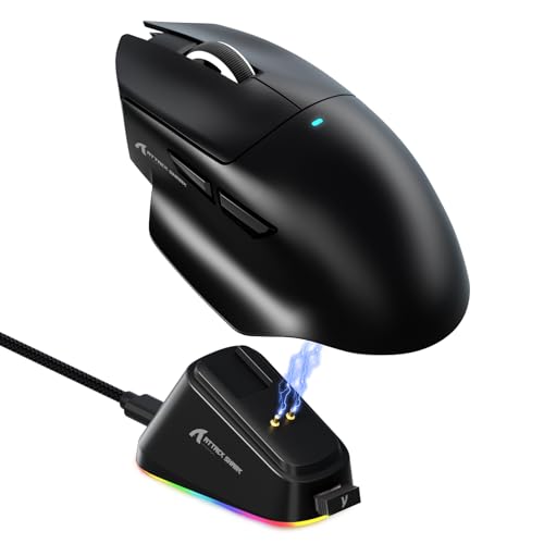 Image of MAMBASNAKE Attack Shark V6 65g Lightweight RGB Gaming Mouse with Magnetic Charging Dock, BT /2.4G Wireless /Wired 1K Polling Rate, 25K DPI, Programmable Mice for PC /Mac /Laptop(Black)