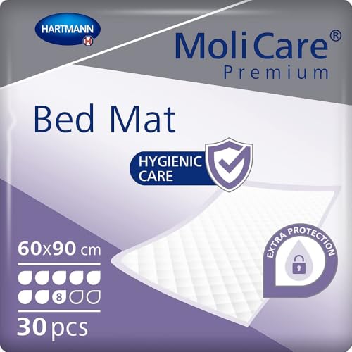 MoliCare Premium BedMat: Empapador para Proteger Camas, Sillones y Sofás, Desechables, para Pacientes Incontinentes, 60x90cm, 30 Unidades
