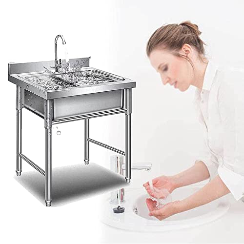 Fregadero comercial de 1 compartimento independiente de 60x60x90 cm para lavandería 2