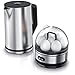 Produktbild Arendo - SET Wasserkocher ELEGANT mit Eierkocher THREECOOK Edelstahl Silber, Wasserkocher 1,5L 40° - 100°C, Warmhaltefunktion, Eierkocher 1-7 Eier, Messbecher