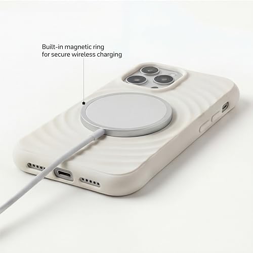 Image of amazon basics Shockproof Case for iPhone 12 Pro Max | Ripple Pattern | Camera Protection | Protective Cover with Enhanced Grip & Wireless Charging Support - White