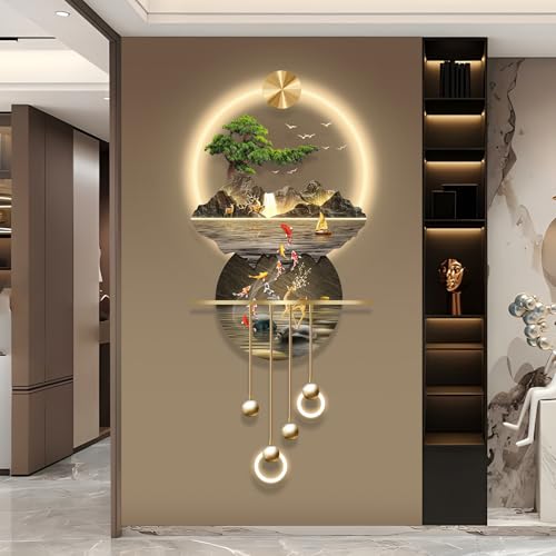XQDYSG LED Light Art Wall Decor, Modern Home Decor Wall Sculpture with Lights, Walls Art Decorations Lamp, Walls Arts Decors Sculptures Large, Plug-in Power Supply, Gold C, 23x53IN