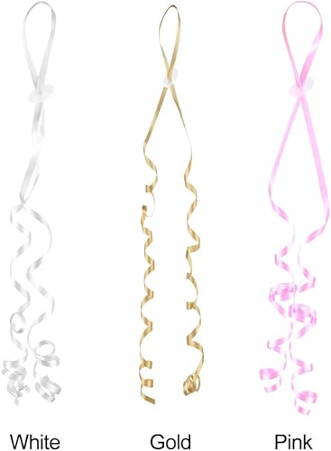 Miniatura 9 de 50 cierres de globos, cuerdas de globos de 3.9 ft, clips redondos de plástico blanco con cuerdas para bodas, fiestas de Navidad, decoración (blanco)