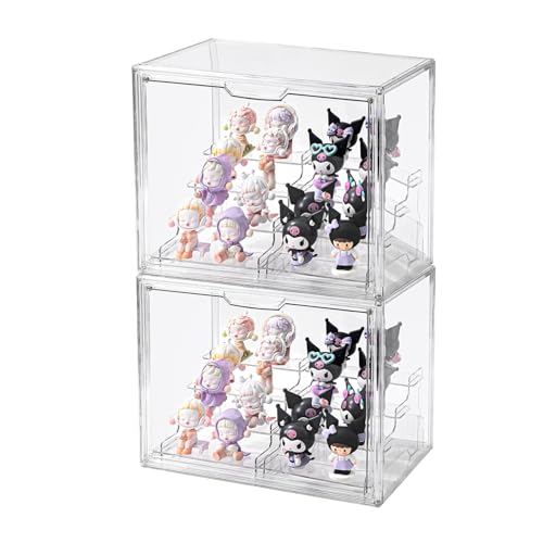 Image of 4Tier Display Case for Collectibles,Clear Display Box with 2 Stands ,Storage Container with Magnetic Door
