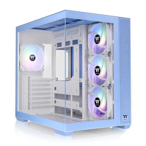 View 380 TG ARGB Hydrangea Blue ATX Case; 4x120mm ARGB Fans Included; Supports Hidden-Connector Motherboard; Front & Side Dual Tempered Glass Panel; CA-1Z2-00MFWN-00; 3 Year Warranty by Thermaltake - Used condition - CA$110.27