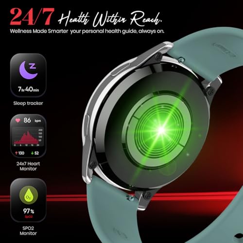 Image of GameSir Active 2 Smartwatch for Men & Women with 1.39 inch HD Round Display, Bluetooth Calling, Heart Rate & SPO₂ Monitor, 100+ Sports Modes, IP67, Long Battery Life for Android & iOS (Light Green)