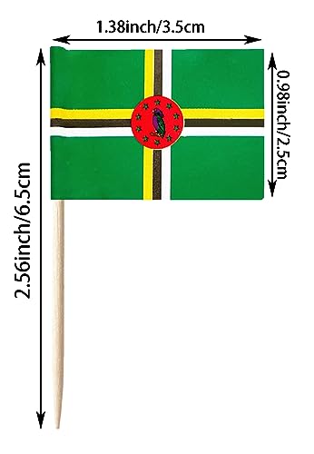 Stidsds 100 Stück Mini-Dominica-Zahnstocher-Flaggen – Cupcake-Topper, Cocktail- und Obst-Dekoration – Ansicht 2