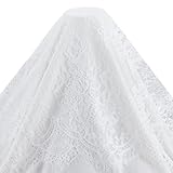 CRAFTYMELODY Tissu en Dentelle Blanche de 3.28 m 16.9cm avec Motifs Floraux Brodés en Nylon pour Loisirs Créatifs