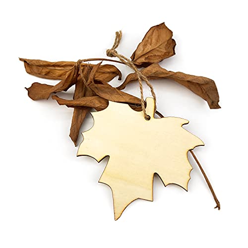 20 Pack Wooden Maple Leaf Cutouts Unfinished Wood Maple Leaf Ornaments Fall Leaf Diy Craft Gift Tags With Ropes For Fall Harvest Thanksgiving Christmas Home Party Decoration #TOP3
